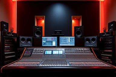 Main mixing console in the control room of Estúdio Onda Sonora