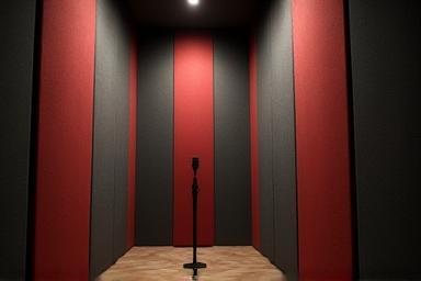 Interior view of the acoustically treated vocal isolation booth